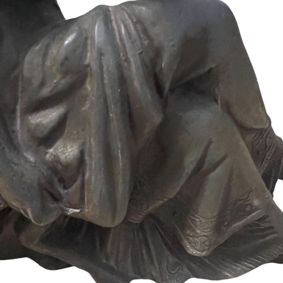 Cast Metal Art Nouveau Statue of Woman with A Lyre Metal Alloy Harp Collectible - Picture 6 of 10